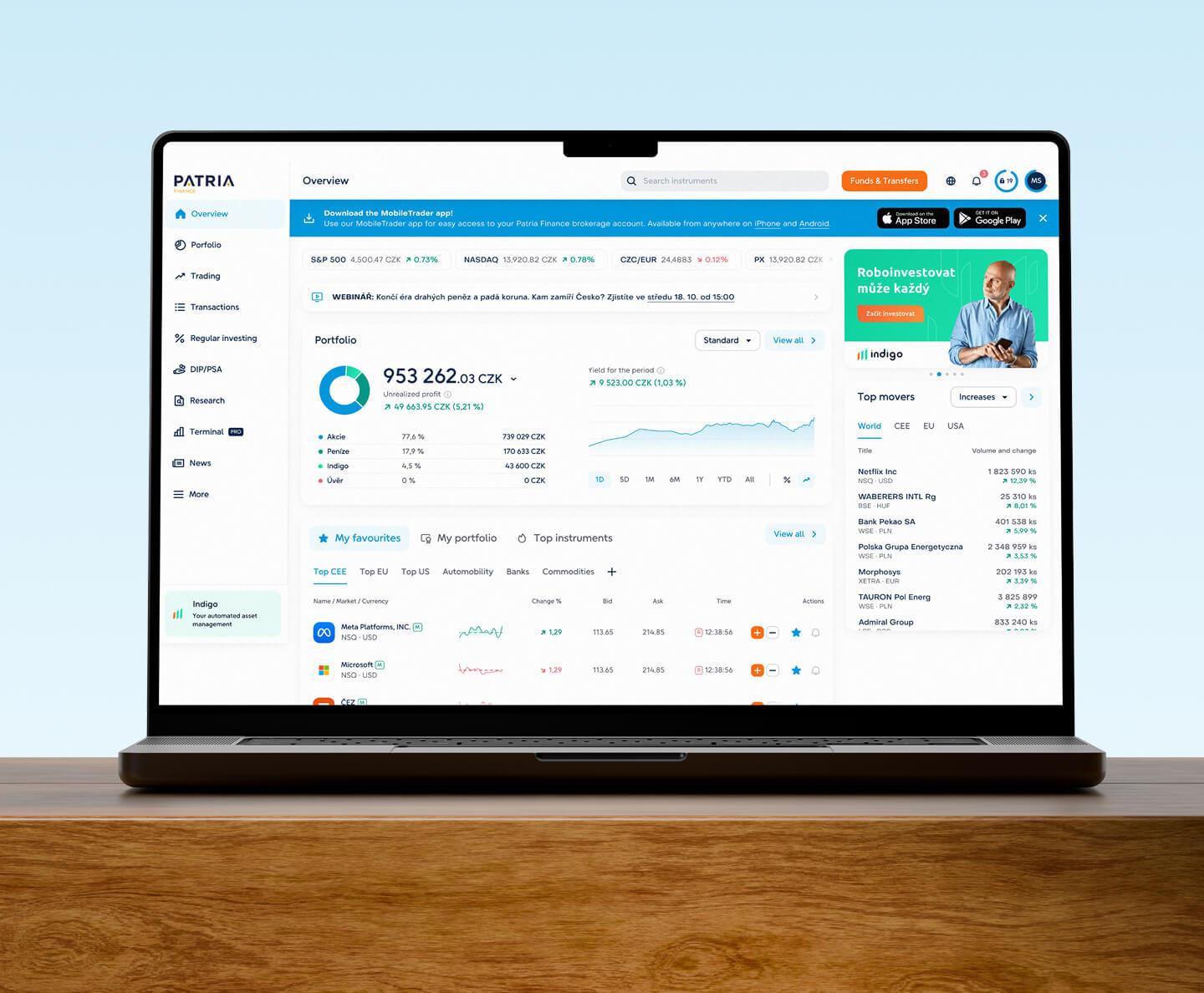 Redesign of Patria fintech application (ČSOB)